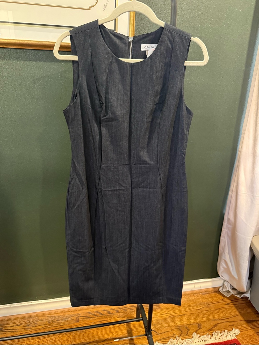 Calvin Klein Navy Sleeveless Sheath Midi Dress
